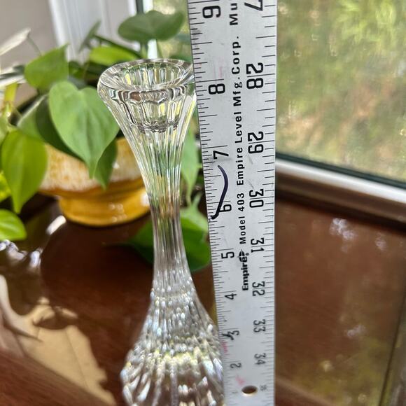 Vintage Mikasa Crystal Taper Candle Holder – 8” Ribbed Glass Elegant Home Decor - Picture 5 of 8